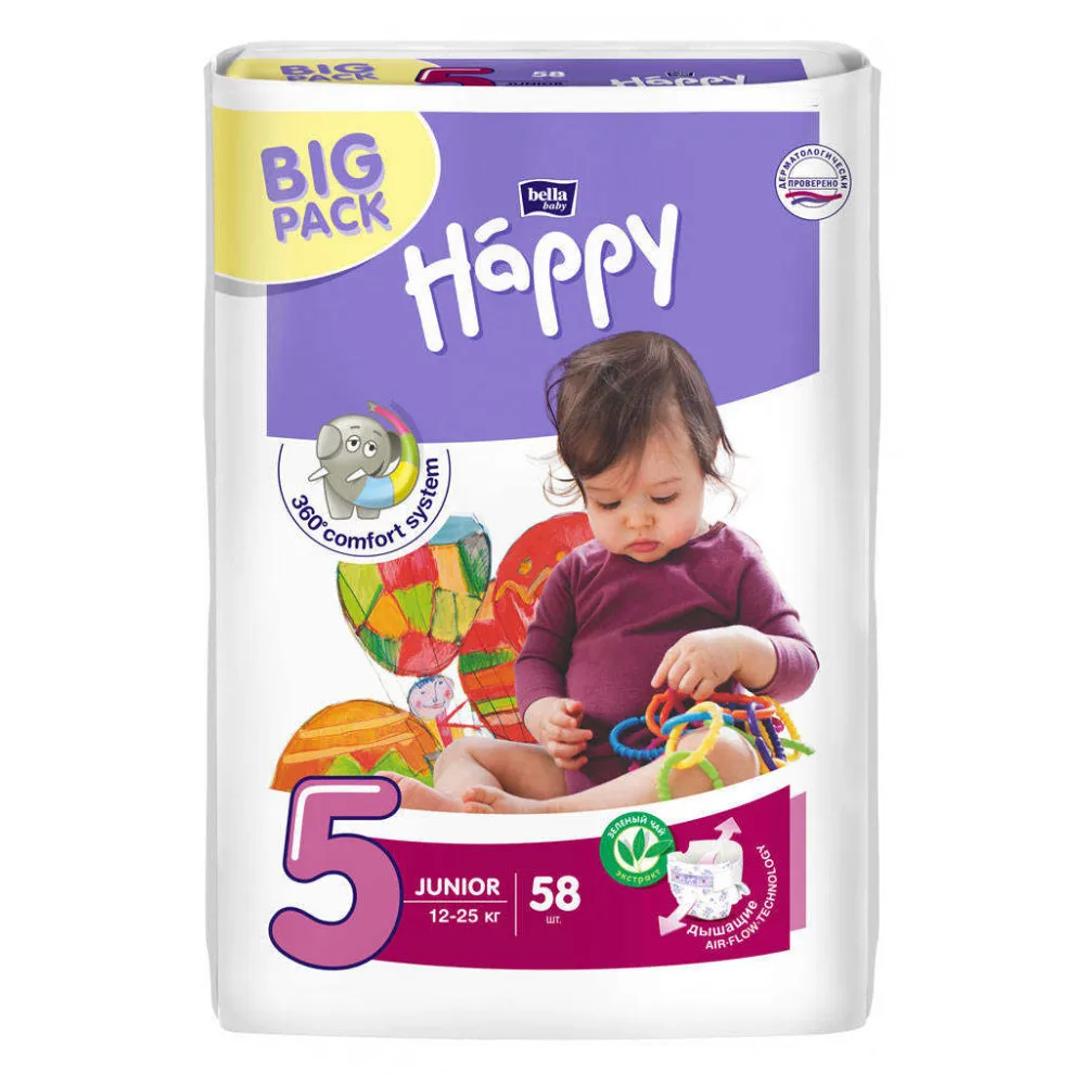 Подгузники Bella baby Happy 5(12-25 кг) 58 шт