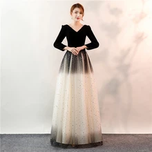 HPYFNSH сценический вечерний вечерние платья длинный торжественное платье с v-образным вырезом, Карамельный цвет вечерние банкетное платье для выпускного вечера; Robe De Soiree 1203