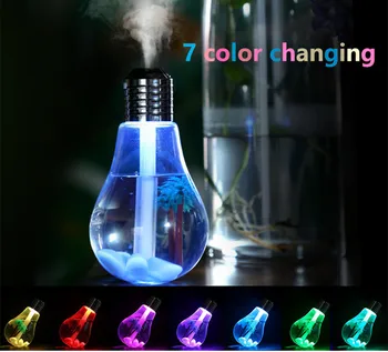 

USB Air Humidifier Bulb 400ml 7 Colors Lamp Diffuser Humidifiers Air Purifier Atomizer with Colorful LED Night Light for Bedroom