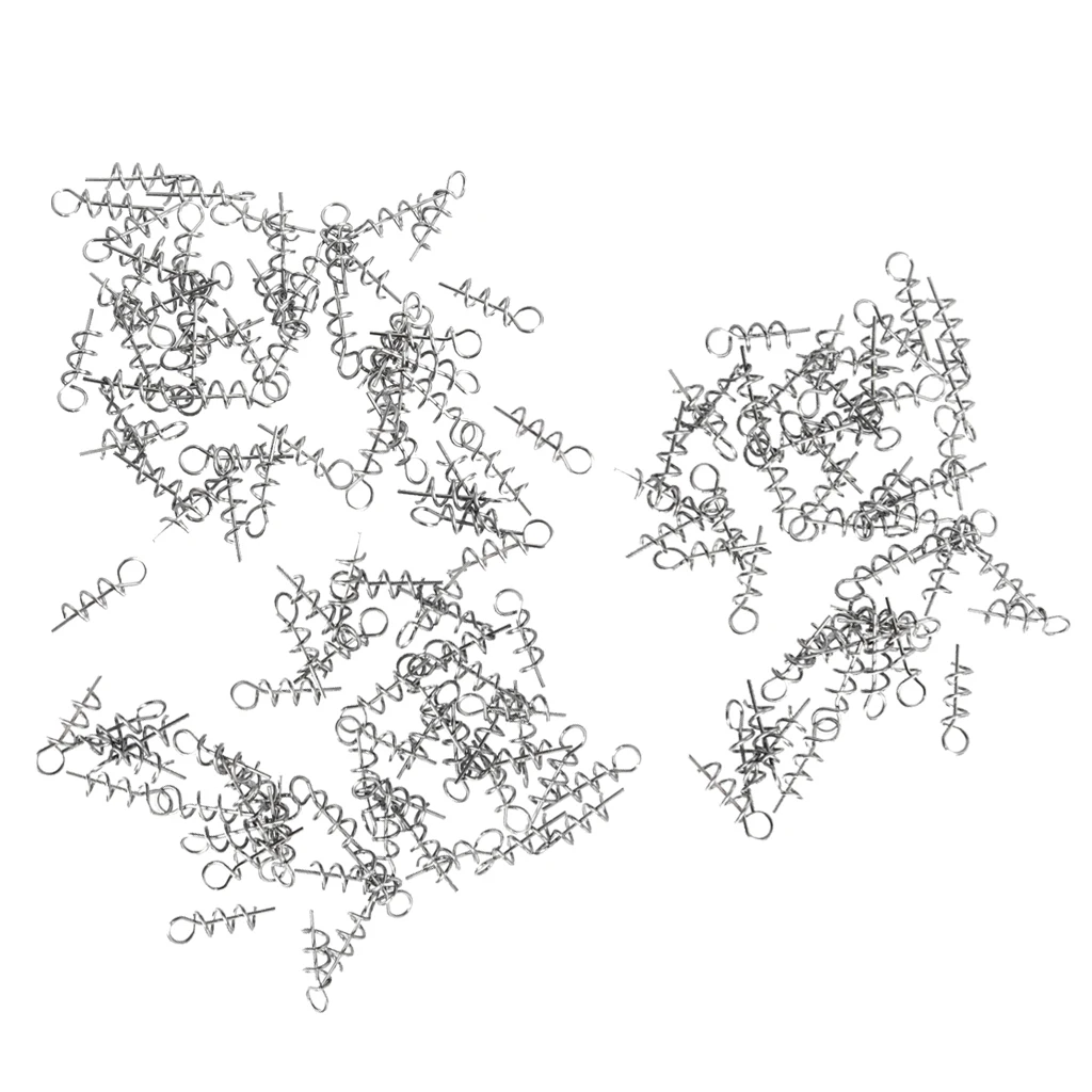 3x 50pcs Soft Lure Baits Hook Pin Spring Fixed Lock Fishing Latch Screw Needle