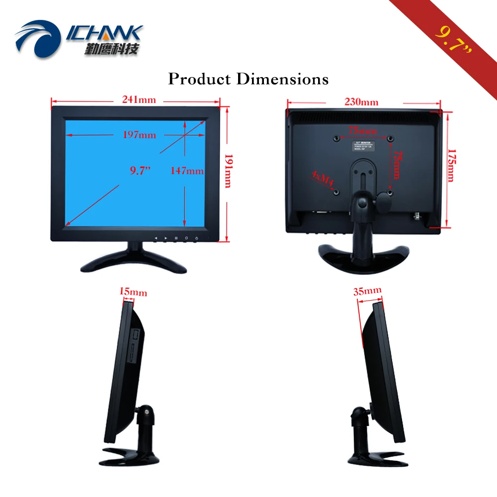 ޴  HDMI Է USB VGA  Ƿ װ ġ LCD ũ, PC  B097JC-ABHUV, 9.7 ġ, 10 ġ ÷, 1024x768
