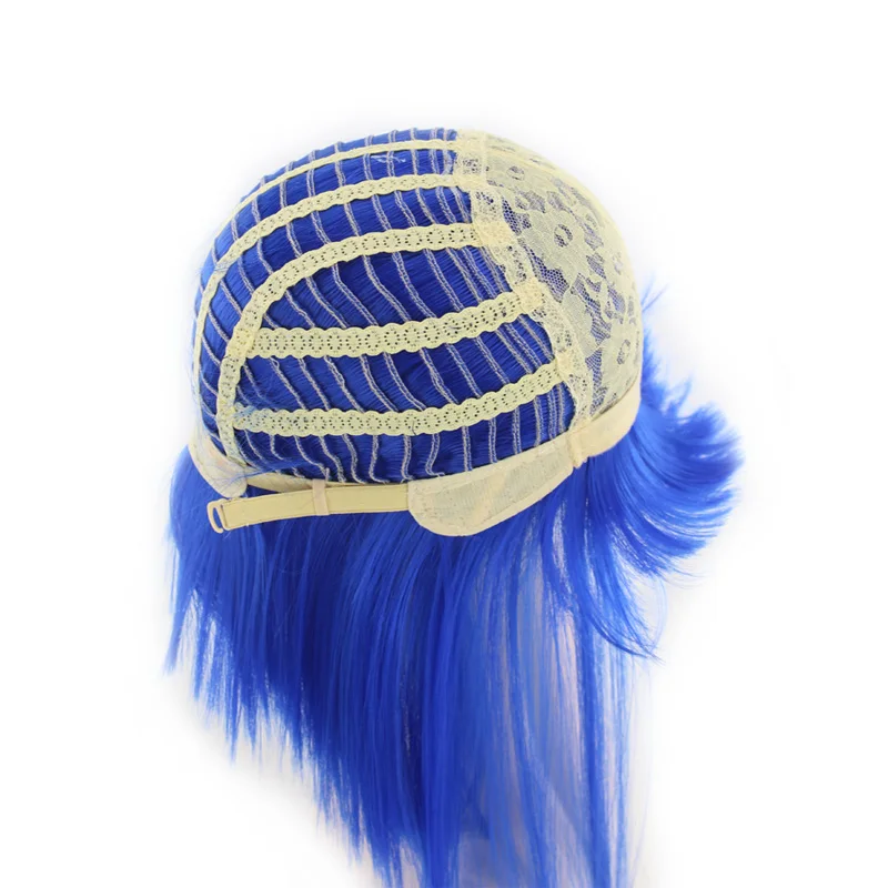 WoodFestival Short Straight Bob Synthetic Hair Wig With Bangs Cosplay Wigs For Women Pink Red Brown Blue Green White Purple Grey