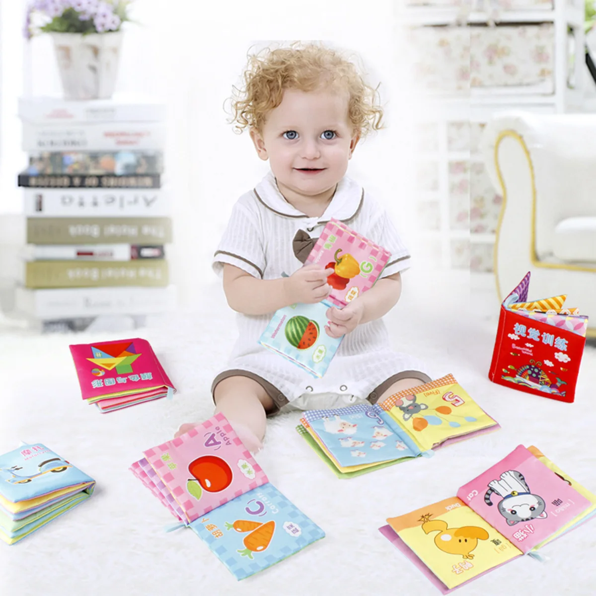 

Obey than Babies' Cloth Book Early Education Toy English Animal Cloth Book 3D Educational Cloth Book Early Education Cloth Book