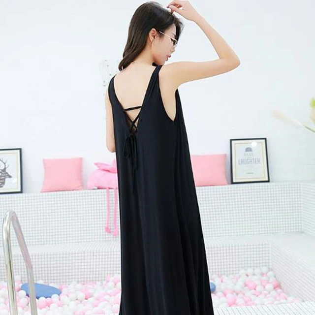 Korean Night Dress Women, Modal Long Sexy Night Dress