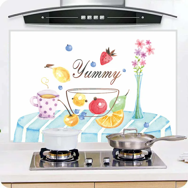 Кухня самоклеящаяся маслостойкой наклейки с высоким уровнем терморегулируемая печка анти-дым наклейки плитка Алюминий Фольга декоративные наклейки Carto - Цвет: As pictrue