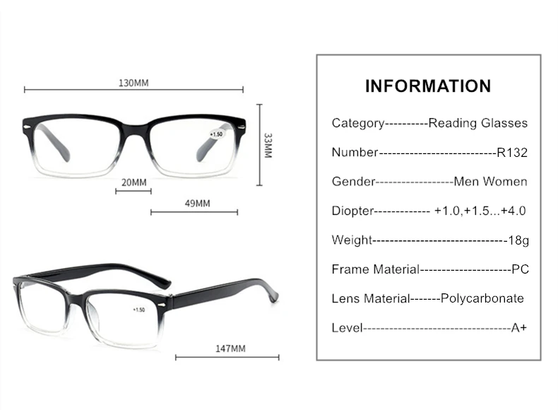 SWOKENCE Retro Reading Glasses Women Men Brand High Quality Presbyopia Eyeglasses With Dioptre+1.0 1.5 2.0 2.5 3.0 3.5 4.0 R132