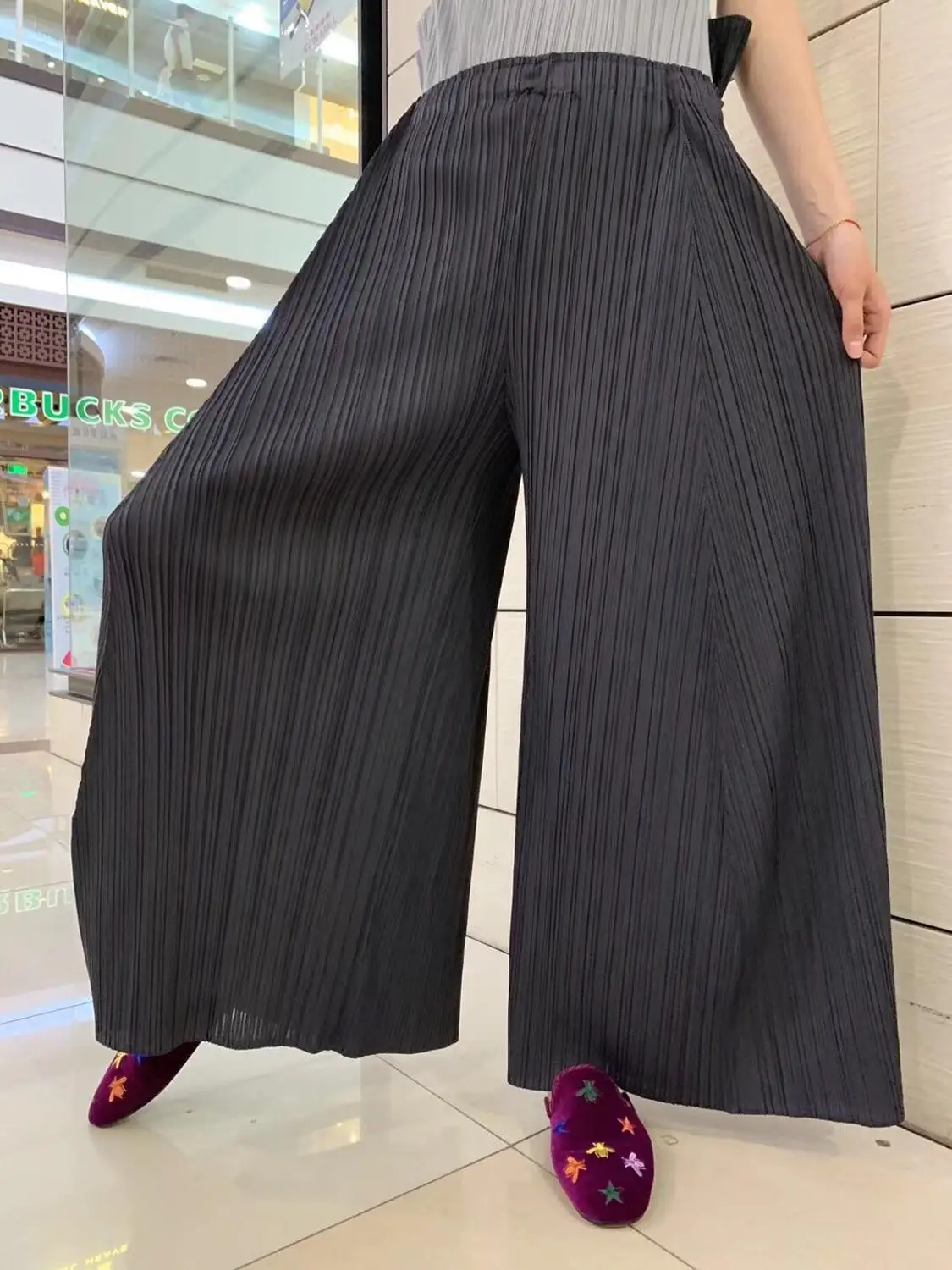 Miyake плиссированные широкие повседневные модные повседневные брюки