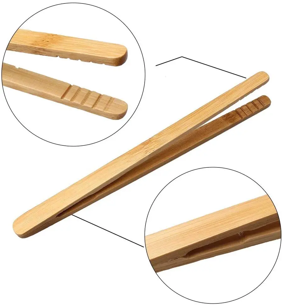 Bamboo Tea Accessories Bamboo Tongs 5pcs Bamboo Tongs 7 Inches Toaster Tongs Tea Clip Natural Bamboo Tweezers for Cooking Toast Bread Pickles Tea Kitchen