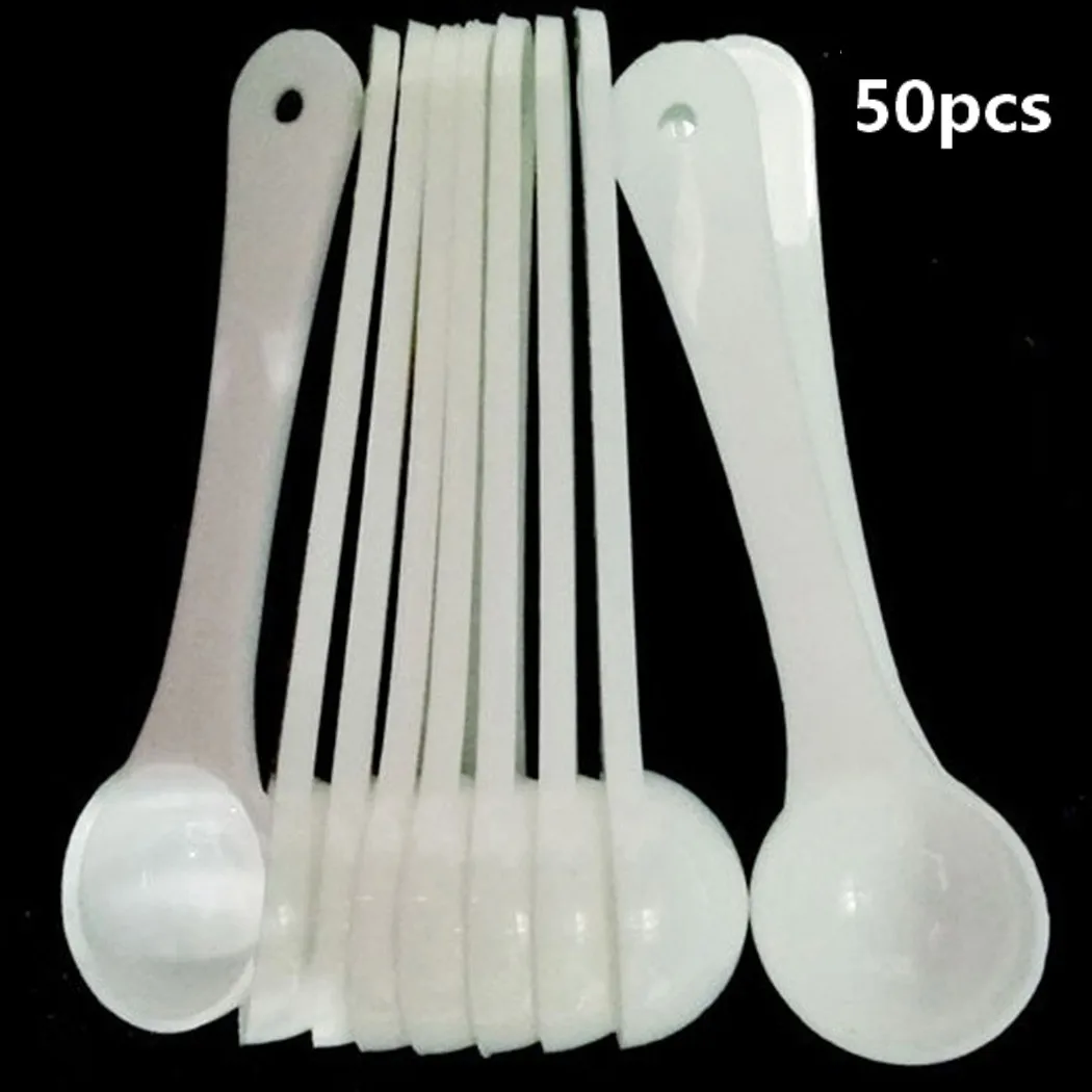50pcs 1g White Plastic Measuring Spoon Gram Scoop Food Baking Medicine