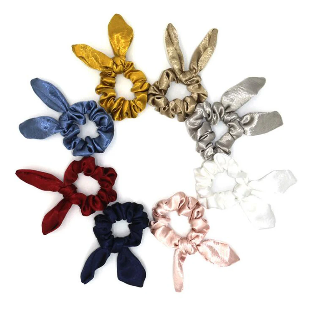 buy Cute Bunny Ears Women Girls Hair Rope Scrunchie Knotted Hair Ties Rubber Band Elastic Ponytail Holder Bands Hair Accessories
