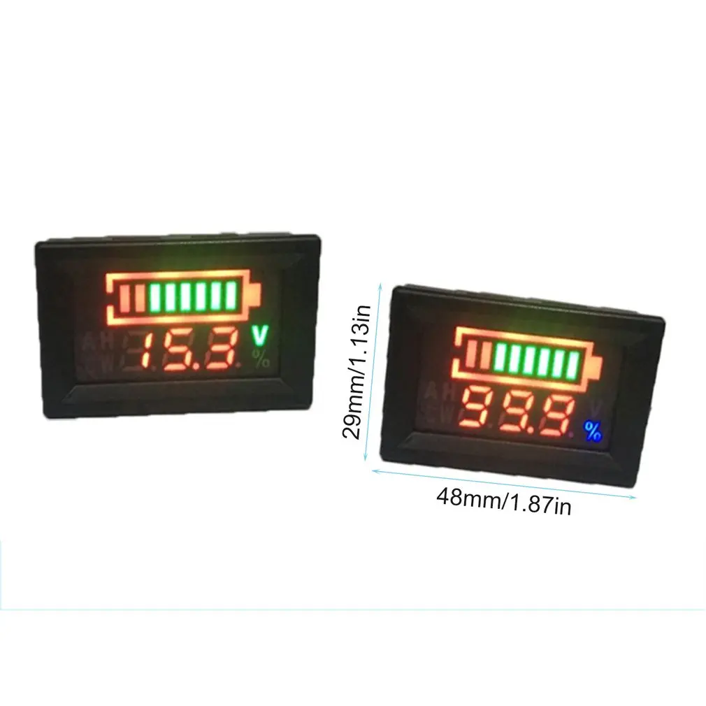 6-100V Dual Display Voltmeter Lead Acid Battery Percentage Digital Voltage Power Meter Anti-reverse Connection