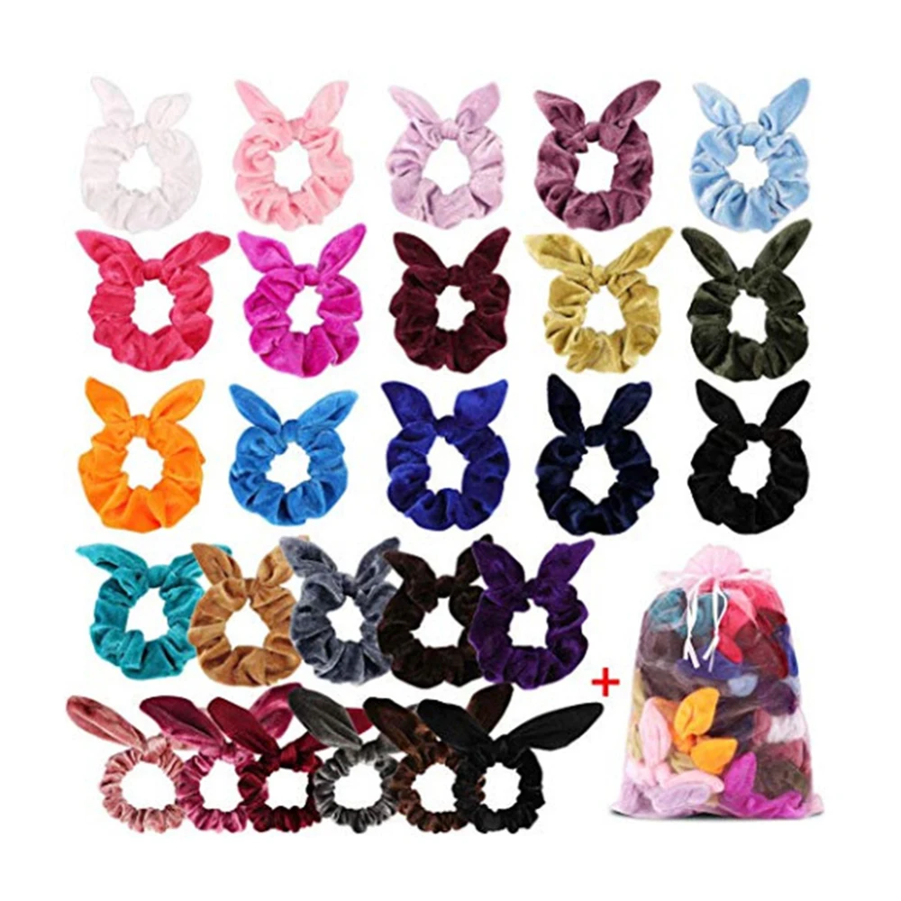 New Fashion head rope wire rabbit ears flannel hair ring 16 Pcs Girls Big Bow Elastic Hair Ropes Hair Ties Head Band Headband