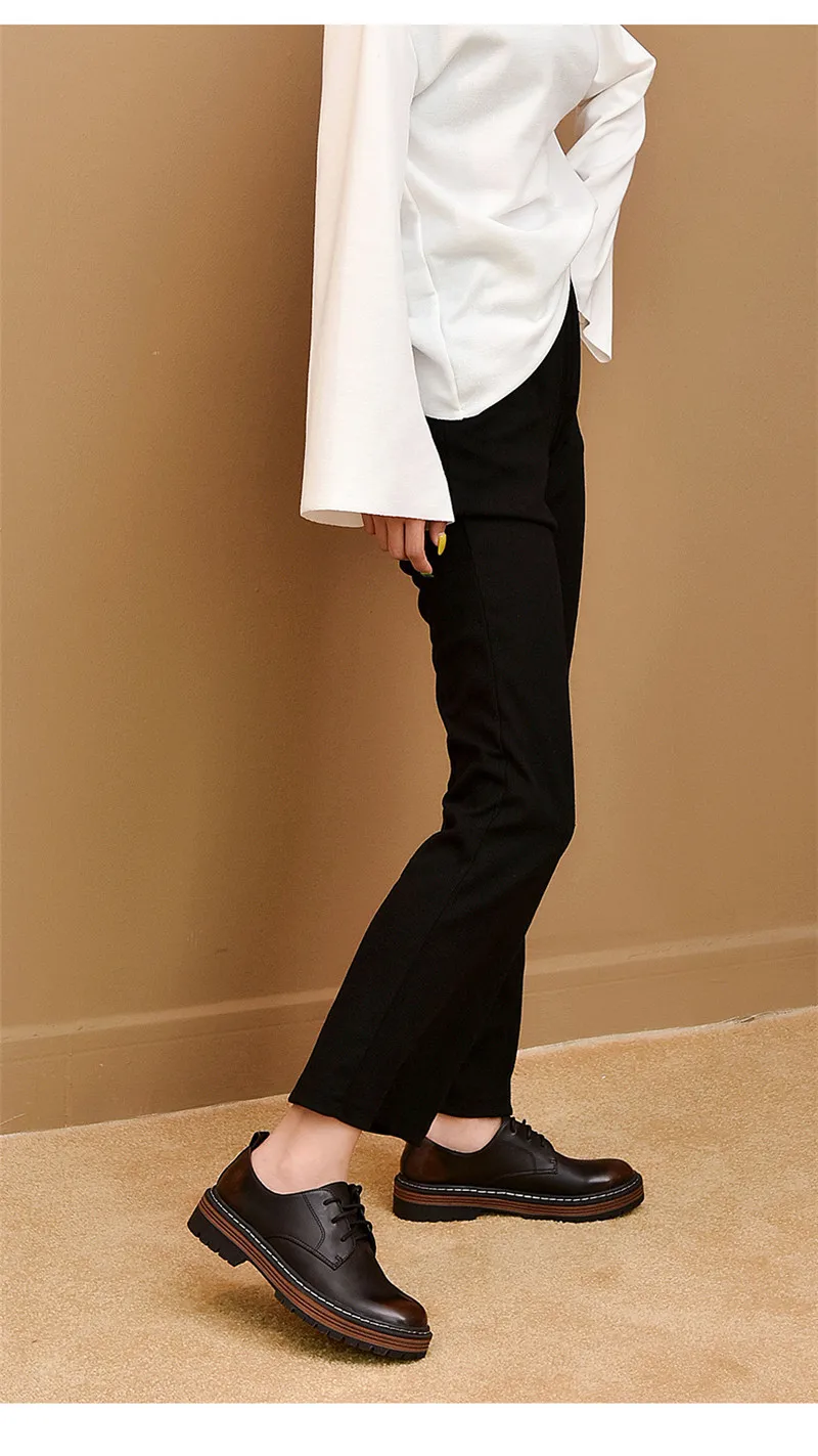 British Style Women Flats Platform Oxfords Vintage Lace Up Ladies Girls Brogues Shoes Black Brown College Oxford Shoes For Woman (20)