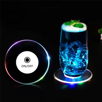 

LED Wine Glass Coaster Transparent Placemats For Table Plastic Cocktail Base Luminous Light Cup Bottom Whiskey Milk Tea Coasters