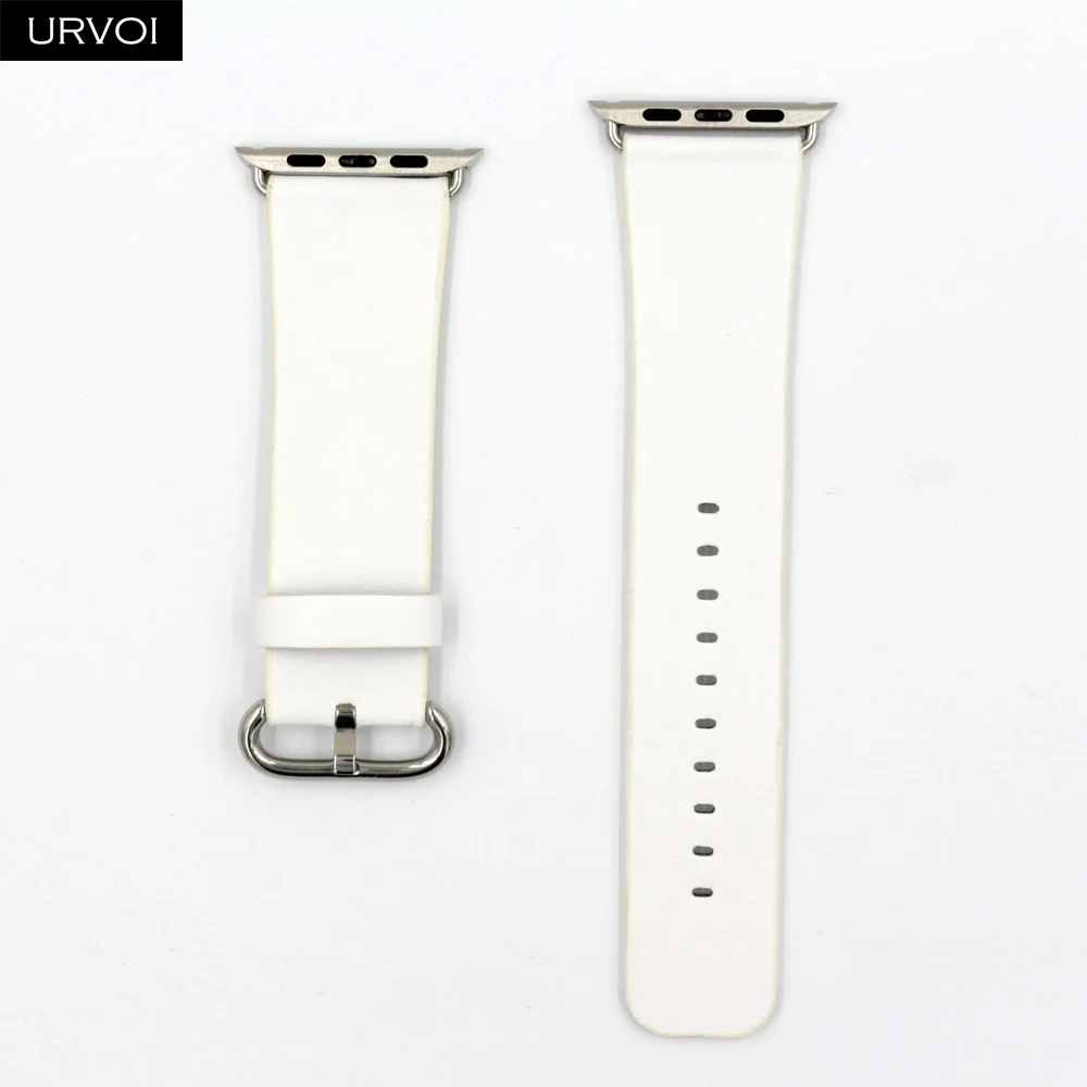 URVOI Классическая Пряжка для Apple Watch band series 5 4 321 натуральная Свифт кожаный ремешок для iWatch наручные современный дизайн высокого качества - Цвет ремешка: White