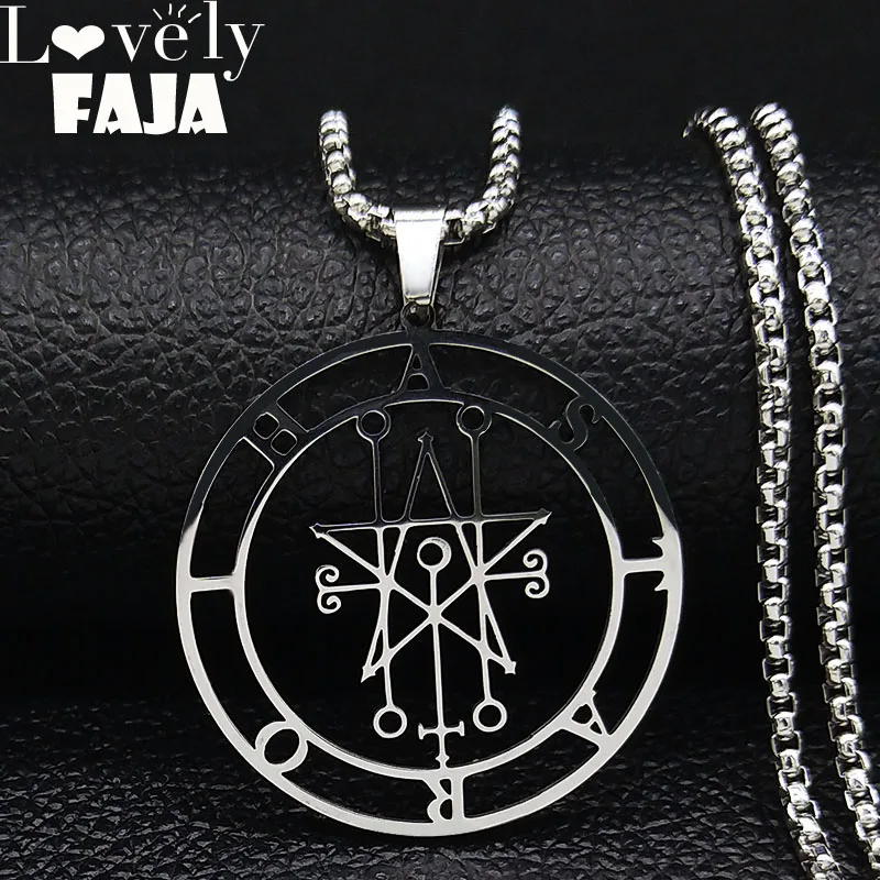 

2019 Astaroth Sigil Goetia Stainless Steel Necklace Solomon Demon Seal Satan Sigil satanique patch PIN Jewelry collier femme