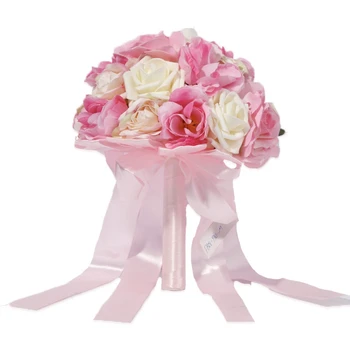 

Bride 'S Holding Flowers, Romantic Wedding White Pink Rose Bouquet,Bridesmaid Wedding Photo Props