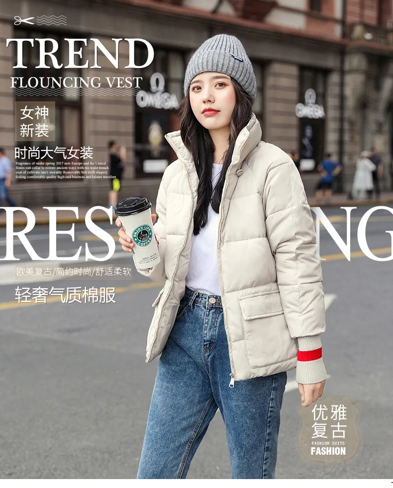 AliExpress хлопковая стеганая одежда для женщин, стиль, осень и зима, толстый пуховик яркого цвета, для студентов, маленький хлопок