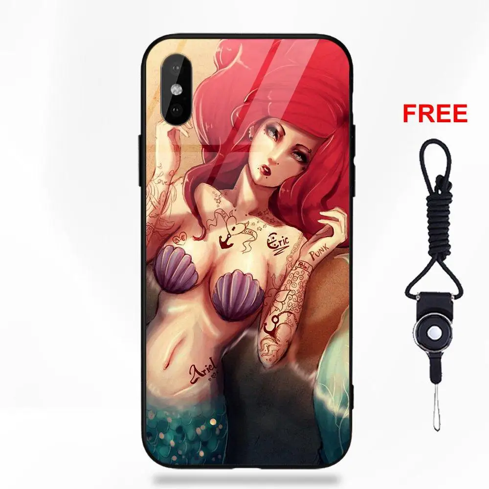 Белоснежка Панк Татуировка принцесса для Galaxy S8 S9 Plus для Redmi 5 Note 5A 6 huawei Honor 7X P20 Lite mate 10 Pro закаленное стекло - Цвет: as picture