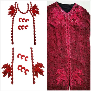

9 Flowers a Set Floral Embroidered Lace Water Soluble Lace Applique in Patches for Garments
