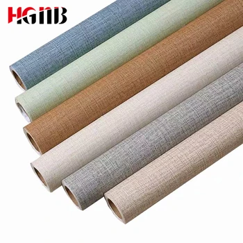 

PVC Waterproof Self adhesive Wallpaper Silk Linen Embossing Wallpapers for Living Room Bedroom Wall Paper Home Decor
