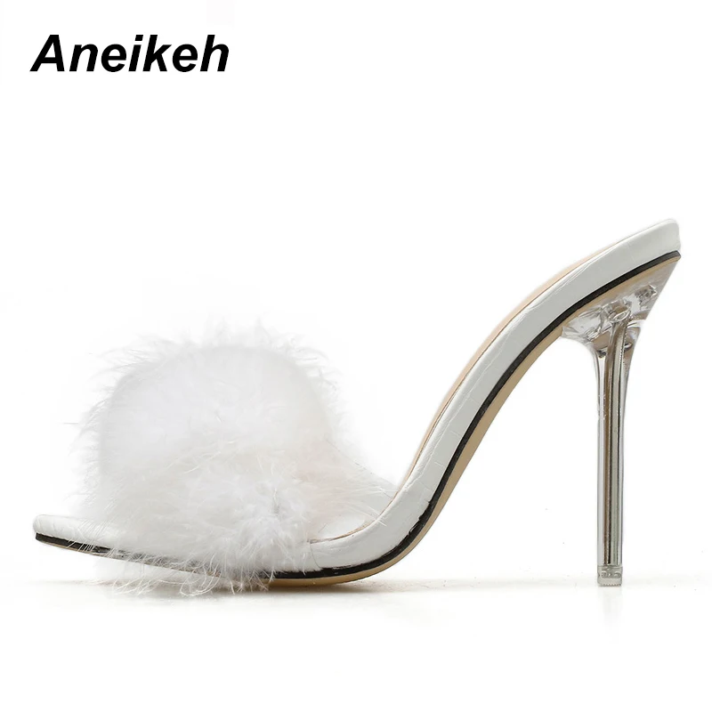 Aneikeh; сезон лето; модная обувь из ПВХ; коллекция года; женские Босоножки с открытым носком; вечерние босоножки на высоком каблуке; туфли-лодочки; прозрачные женские туфли на каблуке