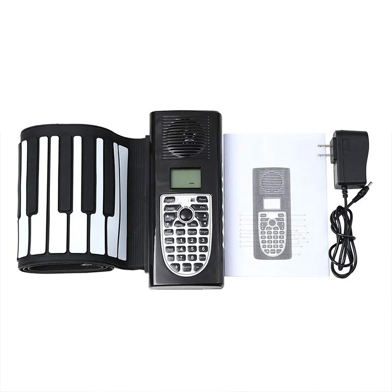 Hand Roll Piano, Portable 61 Keys Professional Smart Folding Piano Silicone Hand- Rolled Electronic Pianos Beginner Instrument/U