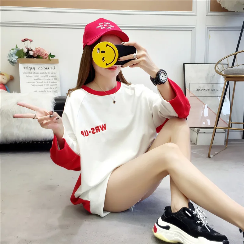 Корейские свободные толстовки, пуловер, Топ с длинным рукавом, Kawaii, Harajuku, толстовки, весна-осень, женские толстовки
