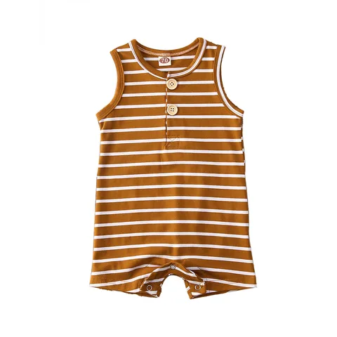 Baby Summer Clothing 0-24 Newborn Infant Baby Boy Girl Striped Romper Clothes Sleeveless Striped Summer Outfit Jumpsuit