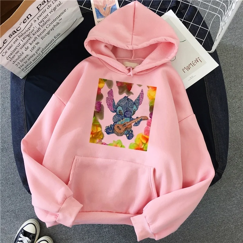 Sudaderas mujer Lilo Stitch толстовки женские повседневные Harajuku женские толстовки с капюшоном и круглым вырезом хлопковые свитшоты для женщин