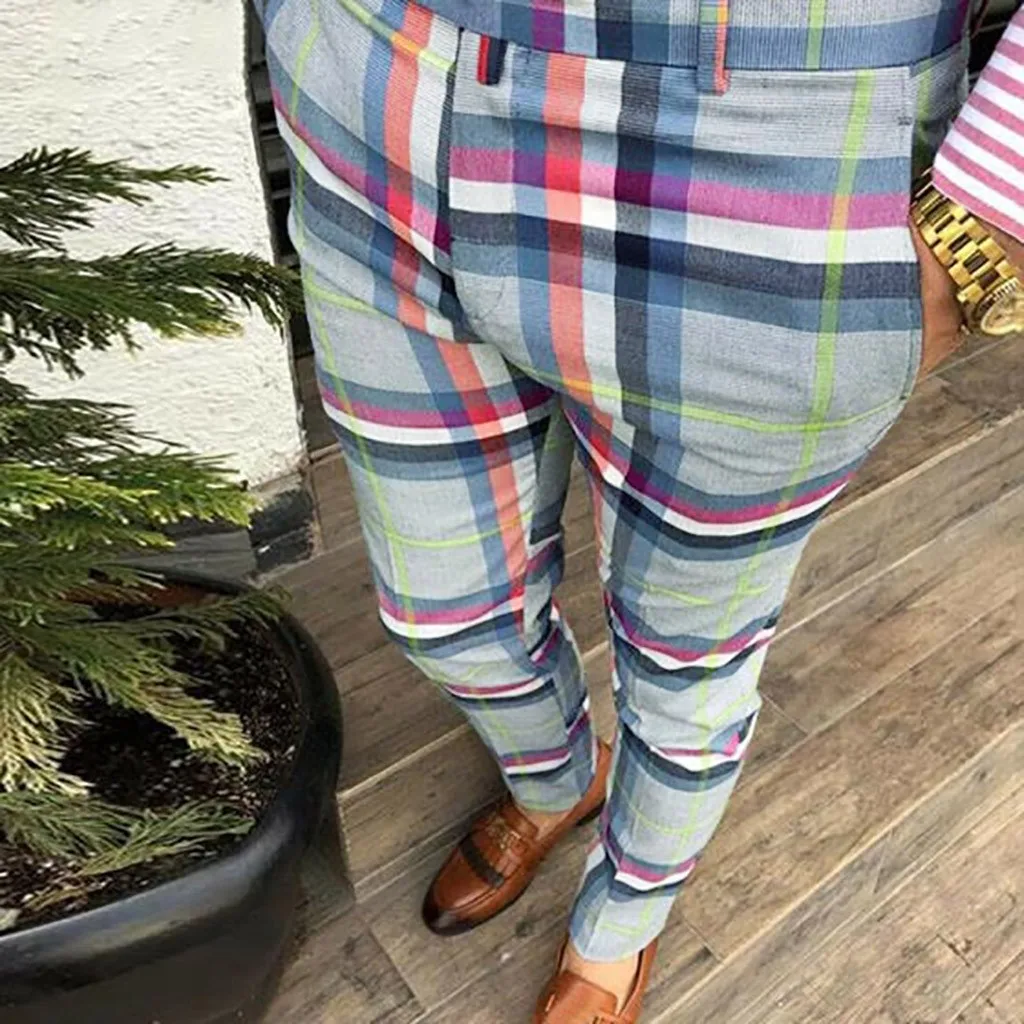 plaid print pants mens
