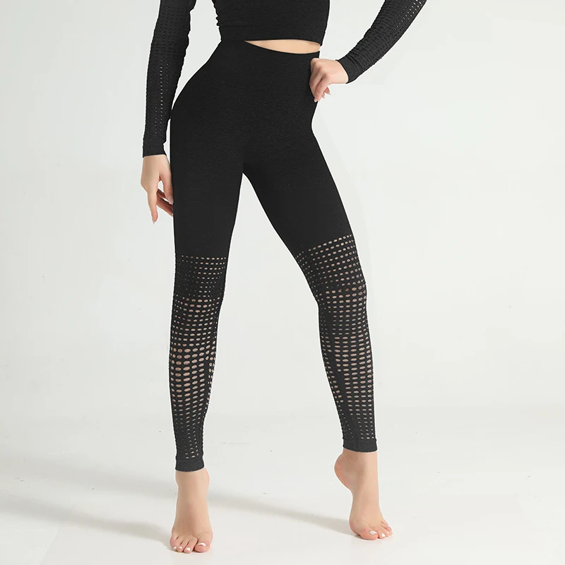 NS-6090 Pants Black Женские леггинсы для фитнеса, спортивная одежда для бега, эластичные леггинсы для тренировок, для тренажерного зала, бесшовные, с контролем живота, компрессионные длинные штаны - Цвет: NS-6090 Pants Black