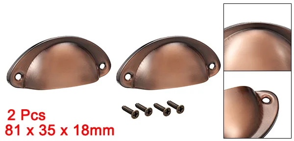 uxcell 2/4/8/20pcs Cup Drawer Pull Kitchen Cabinet Handle Antique Copper 66mm Hole Centers 81x35x18mm Cup Shell Shaped - Цвет: Copper Tone 2pcs