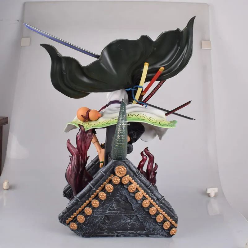 1" Цельная статуя соломенная шляпа Пираты бюст кимоно Roronoa Zoro полноразмерный портрет меч ПВХ фигурка игрушки 42 см V295
