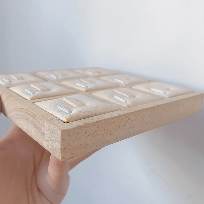 9 Grid Finger Ring Earring Storage Jewelry Display Showcase Trays Wooden Bamboo Fashion Accessories Organizer Box