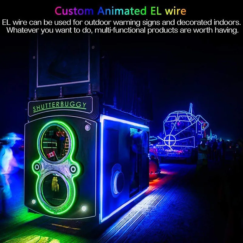 8Pcs/set Multi-Colors EL Wire Neon Rope Lights Blue Red White Green Pink Lemon for Halloween Christmas Party DIY Decoration J8