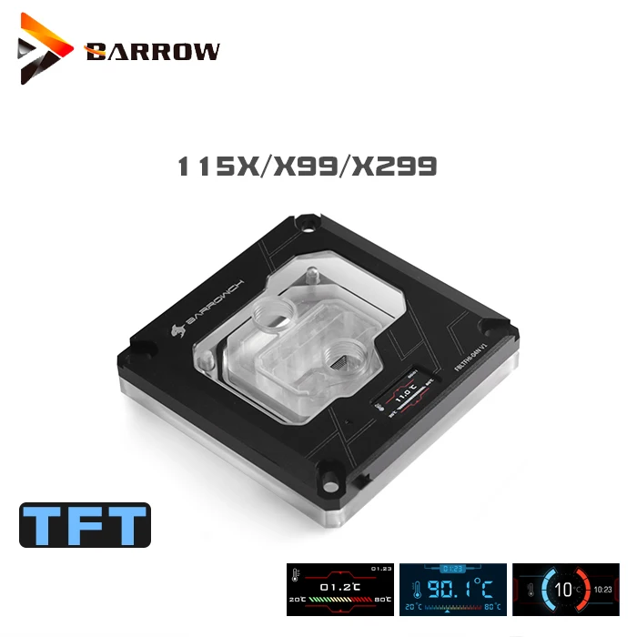 ^Cheap Barrowch watercooling CPU cooler for Intel 115X X99 X299 platform temperature screen support sync motherboard FBLTFHI-04N V2