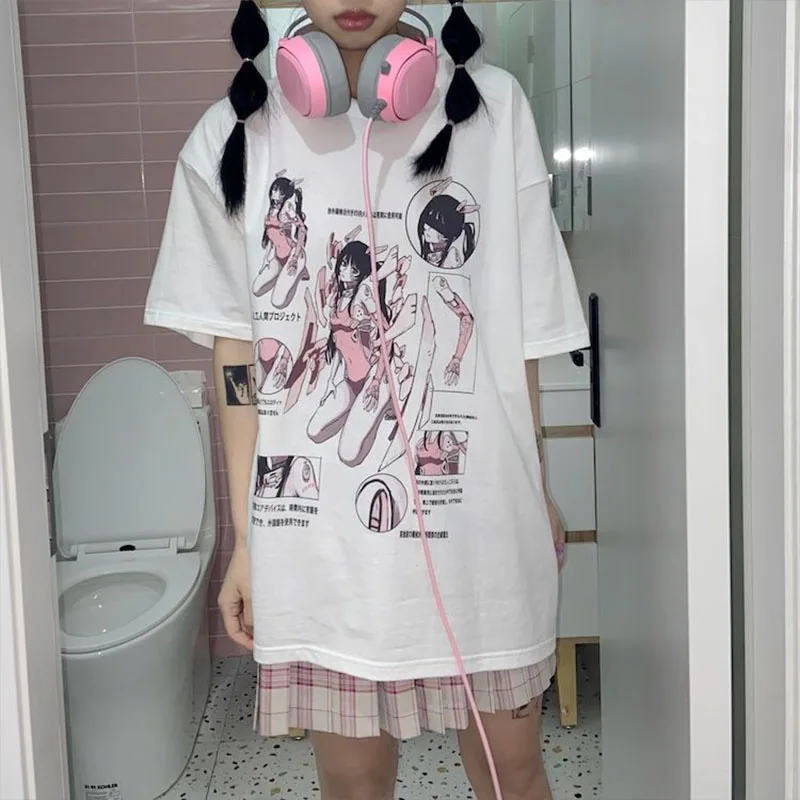 Punk Dark Grunge Streetwear Ladies gothic Top Tshirts Harajuku Clothes y2k clothing shirt Goth Female Tee Loose Women T-shirt