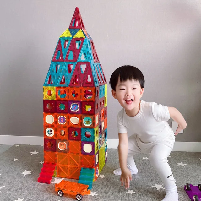 DIY Building Blocks Assembly Magnetic Sheet Track Curve Sliding Pipeline Colorful Windows Puzzle Enlightenment Toys For Children 6