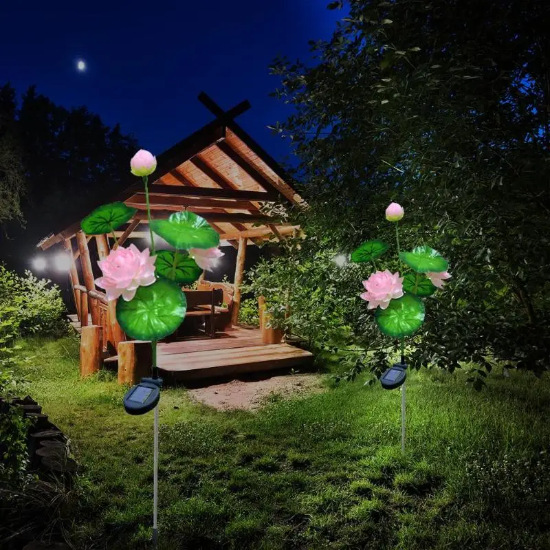 3LED Моделирование Цветок лотоса садовый светильник на солнечных батареях