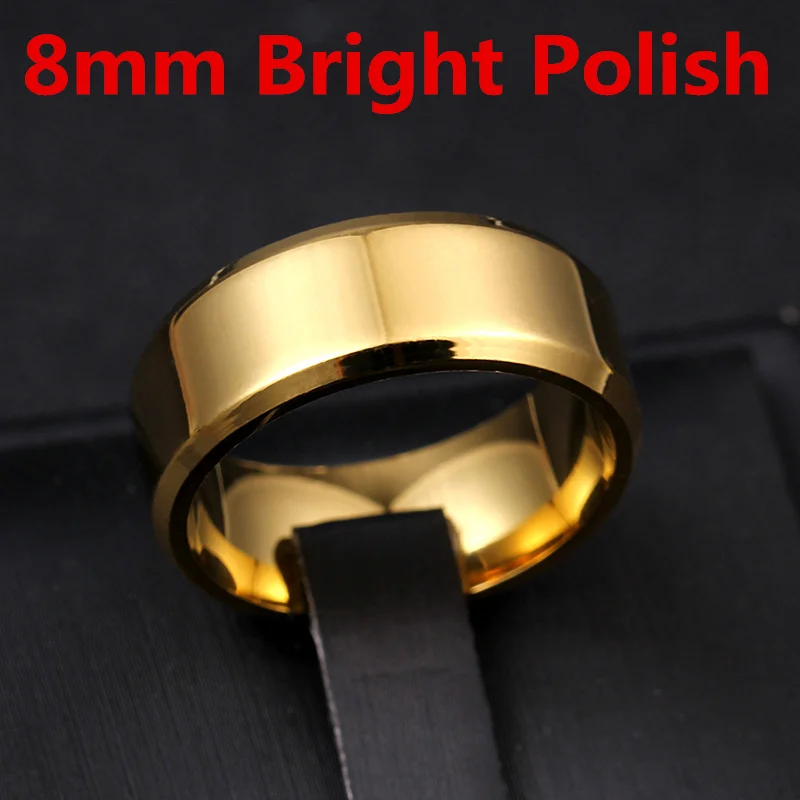 8mm Bright Gold 4 мм 6 мм золото нержавеющая сталь пара кольцо для мужчин и женщин - Цвет основного камня: 8mm Bright Gold