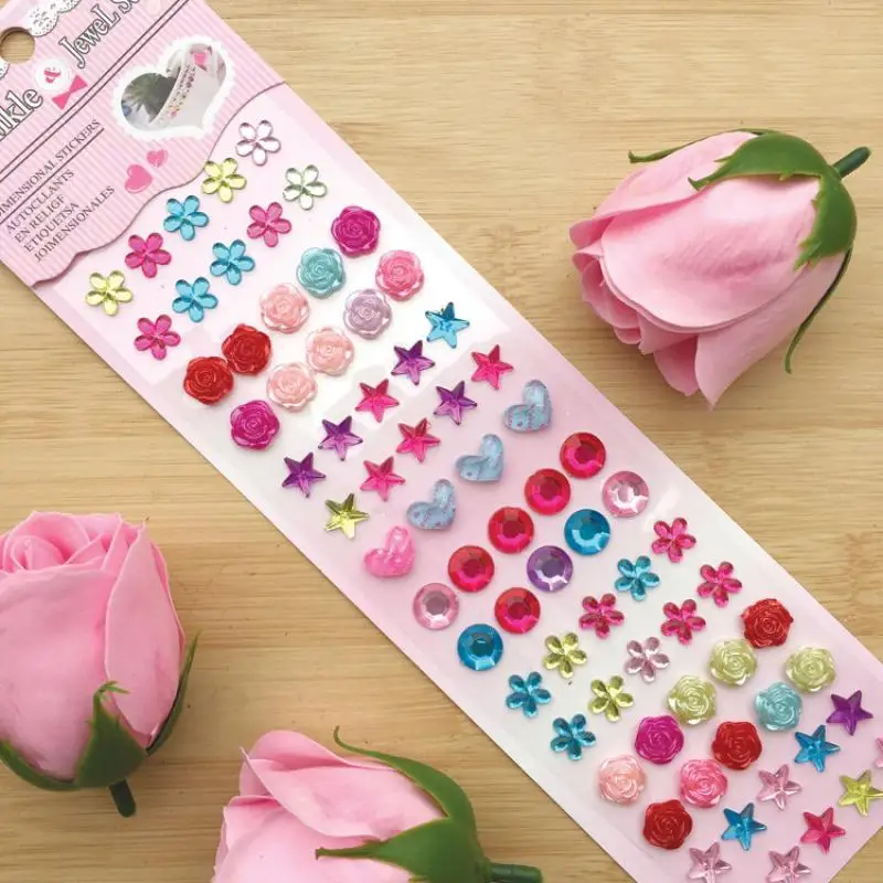 12 styles Acrylic Crystal Stickers Children Toys Sticker Decal Mobile PC Diamond Rhinestone Self Adhesive Scrapbooking Stickers