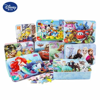

100pcs/lot Disney Theme Cartoon Wooden Puzzles For Kids Birthday Princess Sofia Educational Toys Winnie Puzzles Gift Spiderman
