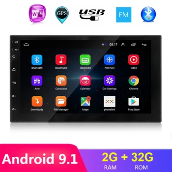 

Android 9.1 2 Din 7'' Car Radio Multimedia Player RAM 2G Stereo Bluetooth Support Camera GPS WIFI 7 Inch Universal Car Player