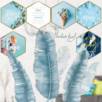 

Nordic style Blue Leaves Wall Stickers for Living room Bedroom Dining room Kitchen Kids room DIY Vinyl Wall Decals Door Murals