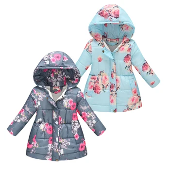 

Children's Winter Jackets 2020 New Prints Hooded Girls Coat Cotton Kids Parkas Coat Baby Jacket for Girls Parka Outerwear 4-8Y