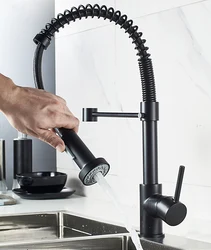 Torneira de cozinha de bronze, torneira  de 360 graus com punho de quente e fria com 2 tubos de intel