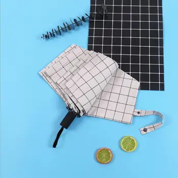

1PC Folding Plaid Lattice Ultraviolet-proof Sun Rain Umbrella Business Men Women Sunscreen Windproof Umbrella Anti-UV Sunshade