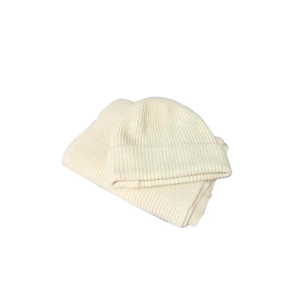 as picture Hat And Scarf Women Two Pieces Pure Color Knitted Cap Keep Warm Neckerchief Winter Hat set - Color: as picture