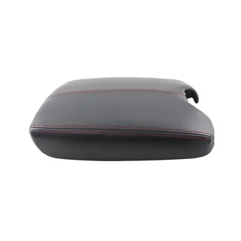 

Car Center Console Armrest Cover Lid Black Leather Red Line Replacement